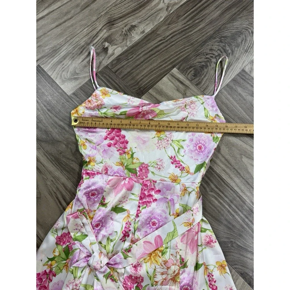 City Studio Juniors' Women's Ivory Floral Cowl Neck Self-Tie Dress Size 11/12 - Picture 6 of 14